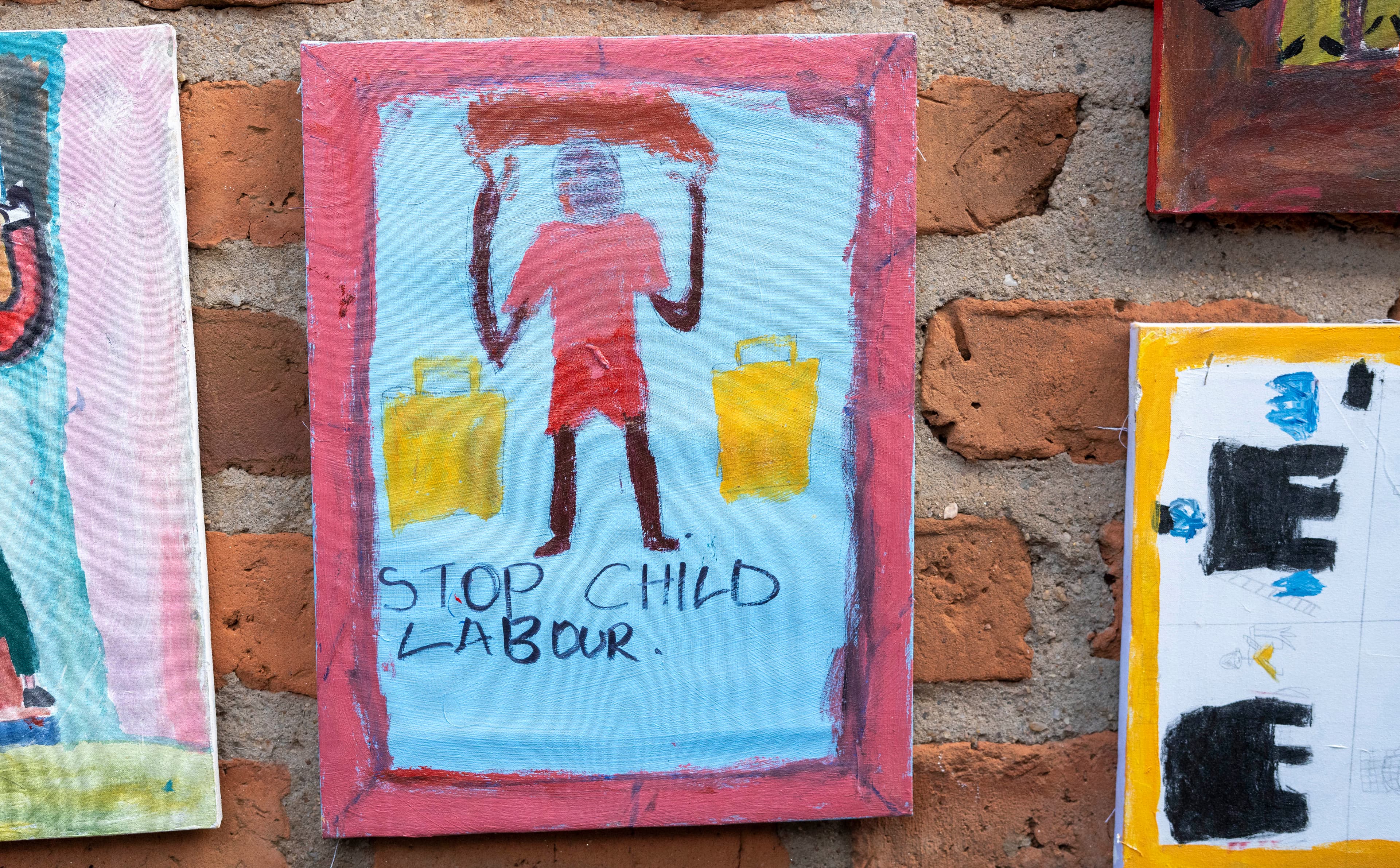 Stop child labour - målning ritad av barn - Uganda 2025